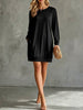 Simple Solid Color Women Sweatshirt Dress Crew Neck Long Sleeve Loose Fit Mini Dresses With Pockets Street Outfit