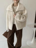 Faux Lambs Women Jacket Y2K Autumn Plush Thick Zipper Warm Coats Streetwear Long Sleeve All Match Hairy Outerwear