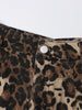 Leopard Ripped Wide Leg Jeans For Women High Waist Patchwork Button Loose Denim Pant Female Clothing