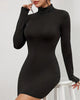 Sexy Charming Classic Black Short Dresses Women Long Sleeve Mid Waist Casual Mini Dress Elegant Slimming Simple Evening Dresses