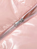 Chic Glossy Zipper Hooded Coat Women's Warm Elastic Waist Pleated Cropped Puffer Jacket Winter Lady High Street Outwear