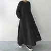 Stylish Ruffled Hem Sweatshirt Dresses Autumn Crew Neck Long Sleeve Solid Color Pullover Robes Femme Maxi Vestidos