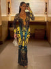 Sexy See Through Dress Woman Butterfly Print Metal Ring Hollow Full Sleeve Splits Clubwear Midnight Elegant Bodycon