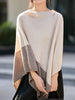 Asymmetric Knit Poncho Women Patchword Cape Top Female Soft Knitwear Spring Autumn Elegant Outfit