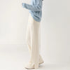 Women Wool Wide Leg Trousers Elastic Waist Side Slit Woman Wool Pants Autumn Winter 100% Merino Wool Knitted Soft Warm Trousers