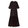 Women Elegant Half Sleeves O-Collar Pleated Dress Spring Woman Rear Zipper Splicing Vintage Casual Knitted Long Dress