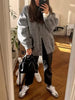 Woman Loose Gray Warm Baseball Jacket Autumn Casual Oversized Bomber Jacket Girls Vintage Thick Warm Outwear
