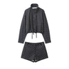 Polka Dot Shorts Sets For Women Outfits Long Sleeve Zipper Turtleneck Jacket Coat Spring Woman Elegant 2 Piece Set