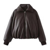 Women's Autumn Winter Clothes Solid Color Leather Thicken Warm Female Short Cotton Jacket 5C1437