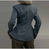 Curved Stitching Women Jacket Long Sleeve Slim Fitted Blazer Open Front Waist Truncated Outerwear Elegant Office Commuter Jacket