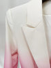 High Street Designer Suit Set Women's Gradient Color Printed Single Button Blazer Flare Pants Suit 2pcs