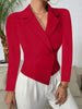 Women Casual Slim Ruched Buttons Blazers Notch Lapel Work Office Blazer
