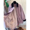 Retro Color Contrast Pink Polo Collar Loose Mid-length Coat for Women Spring and Autumn Korean Style Trench