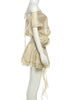Hipster Sash+Dress Women Thin Elegant Slash Neck Tierred Puffy Hem 3d Flowers Tassel Buttons Skinny Party Bodycon