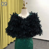 Real Ostrich Feather Wedding Shawl Women Winter Fur Wrap Cape Scarf Fluffy Feather Bridal Shrug Party Stoles Bride Cape Cloak
