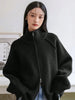 Lazy Style Sweater Jacket for Women Autumn Winter Thicken Warm Soft Knitted Cardigans Zipper Stand Collar Cardigan