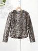 O-neck Leopard Short Faux Fur Coats Women Full Sleeve Button Waist Cinching Autumn Winter Jacket Designer Outerwears