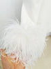 High Street Designer Jacket Women's Ostrich Real Feather Embellished Diamonds Shawl Collar Blazer