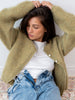 Lazy Style Wool Cardigan Women's Spring and Autumn Loose Round Neck Knitted Short Jacket Soft Long Sleeved Sweater