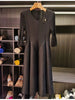 Spring Pleated Women's Bud Dress Round Neck Elegant Mid-Length V Collar Famale Clothing Chic 2DB6618
