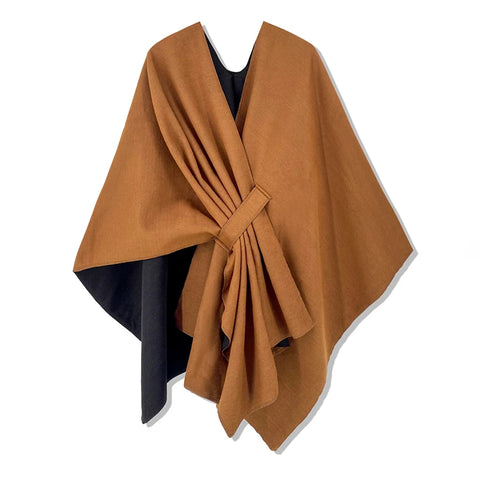 Women Poncho Winter Warm Shawl Double Sided Designer Thickening Blanket Scarf Female Cloak Cashmere Pashmina Cape Stole