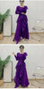 Ruffle Edge Maxi Pleated Dress For Women Round Neck Long Sleeves Solid Color Stitching Belt Dresses 2DA9911