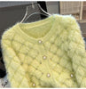 Bead Imitation Mink Sweater Jacket Women Autumn Winter Japanese Sweater Long Sleeved Knitt Cardigan Coat Female