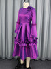 Stylish A Line Dresses for Women O Neck Long Flare Sleeve 3D Flower Ruffles Midi for Party Weddings and Special Events