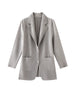 Simple Women's Two Piece Set Dragon Scale Long Sleeve Notched Pleated Blazer And Elastic Waist Straight Pants 2DB4432