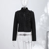 Napoleon Golden Short Jacket Women Vintage Stand Collar Long Sleeve Cropped Jackets Autumn Lady Outwear High Street