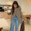 Women's Blazer Stand Collar Full Sleeve Single Button Female Plaid Blazers Autumn Chic Casual Commute Lady Coat