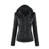 Gothic Faux Leather Jacket Women Coat Hoodies Winter Autumn Motorcycle Jacket Black Outerwear Leather PU Basic Jacket Coat
