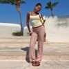 Colorful Striped Jeans Women's Long Pants Female High Street Low-waisted Pockets Denim Trousers Women's Holiday Outwear