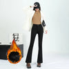 Winter Female Thin Snow Warm Plush Jeans Lady Chic Fleece Flared Pants Girls Korean High Waist Straight Leg Denim Trousers