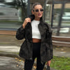 Camouflage Stand Collar Jackets Women's Casual Zipper Drawstring Waist-cinching Pockets Coat Autumn Ladies Outwear