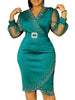 Red Evening Dress V-neck Bead Belt Mesh Lantern Long Sleeve Sexy Women's Party Classy Office Ladies Wedding Guest Gowns