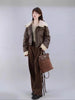 Women Coffee Black Short Parkas Thicken Warm Long Sleeve Lapel Cotton Padded Coat Vintage Winter Student Jacket Streetwear