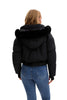 Women's Bomber Jacket Hooded Cropped Coat Winter Jacket Woman Cool Warm Clothes Coffee Black White Clothing XXL
