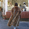 Europe America Women's Leopard Fur Coat Longer Casual Loose Fur Overcoat Large Size Warm Windbreake Plush Coat