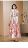 Women Long Sleeve Jacquard Dress Floral Long Dress Girls Evening Events Party Dress Chinese Style Photograph Vintage