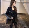 Spring Autumn Cowboy Stitching Blazer Jacket Women Long Sleeved Casual Suit Coat Female Slim Blazer Outerwear Lady Tops
