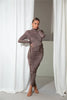 Long Sleeve Ruched Sexy Maxi Dress For Women Autumn Winter Drawstring Turtleneck Bodycon Sexy Long Dress Elegant