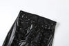 Hipster Leather Flared Pants Women Coquette Shirring Hollow Rivet Stretch Streetwear Chic Y2K Music Festival Bottoms