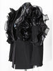 Spliced Mesh Ruffles Casual Blazer For Women Lapel Long Sleeve Tide Loose Fit Jacket Spring Autumn A165