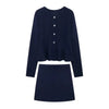 Loose Knitted Ruffles Cardigan Women Sweater Coat with A-line Mini Skirts 2 Piece Sets Womens Outfits Elegant