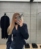Women Elegant Striped Blazer Top Scarf Lace Up Patchwork Blazers Female Street Casual Commuting Jackets Coats