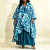 Gradient Print Women's Pleated Two Pieces Set Irregular Cape Overlay Maxi Dress And Wide Leg Pants 2DB7705