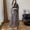 Women's Pleated Dress Elastic Loose Three Quarter Sleeve Stand Collar Dresses With Irregular Pleats2DB8596