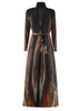 Niche Printed Windbreaker Women's Loose Oversized Long Sleeved Pleated Trench Cardigan Long Coat 2DB2481