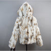 Russian Women Real Rabbit Fur Coats Winter Warm 100% Natural Rabbit Fur Jacket Lady Warm With Raccoon Fur Hooded Outerwear